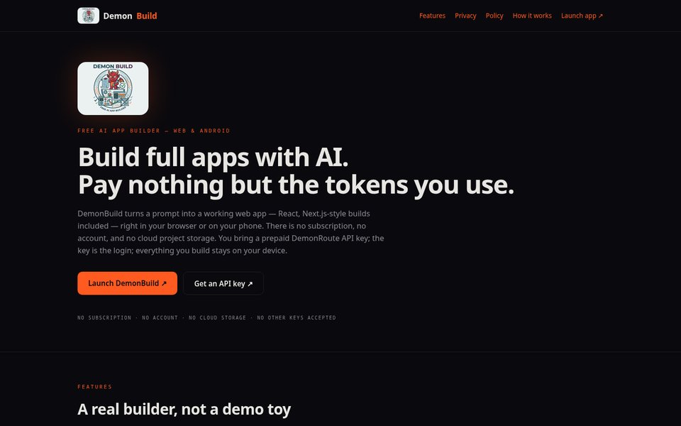 DemonBuild free AI app builder